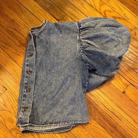 Women’s Puff Short Sleeve Denim Top – Future Collective - Picture 1 of 2